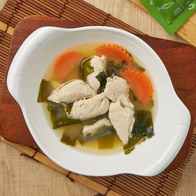 ซุปมิโซะไก่นุ่ม อาหารลดน้ำหนัก 100 kcal โปรตีน 20 กรัม