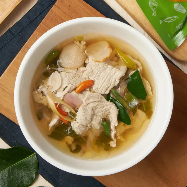 ต้มแซ่บหมูนุ่ม อาหารลดน้ำหนัก 130 kcal โปรตีน 24 กรัม