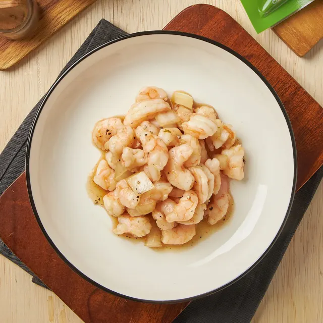 กุ้งกระเทียม อาหารลดน้ำหนัก 70 kcal โปรตีน 10 กรัม